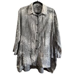 DRESS TO KILL by Jane Mohr | Black and White Hand Dyed Lagenlook Tunic Blouse